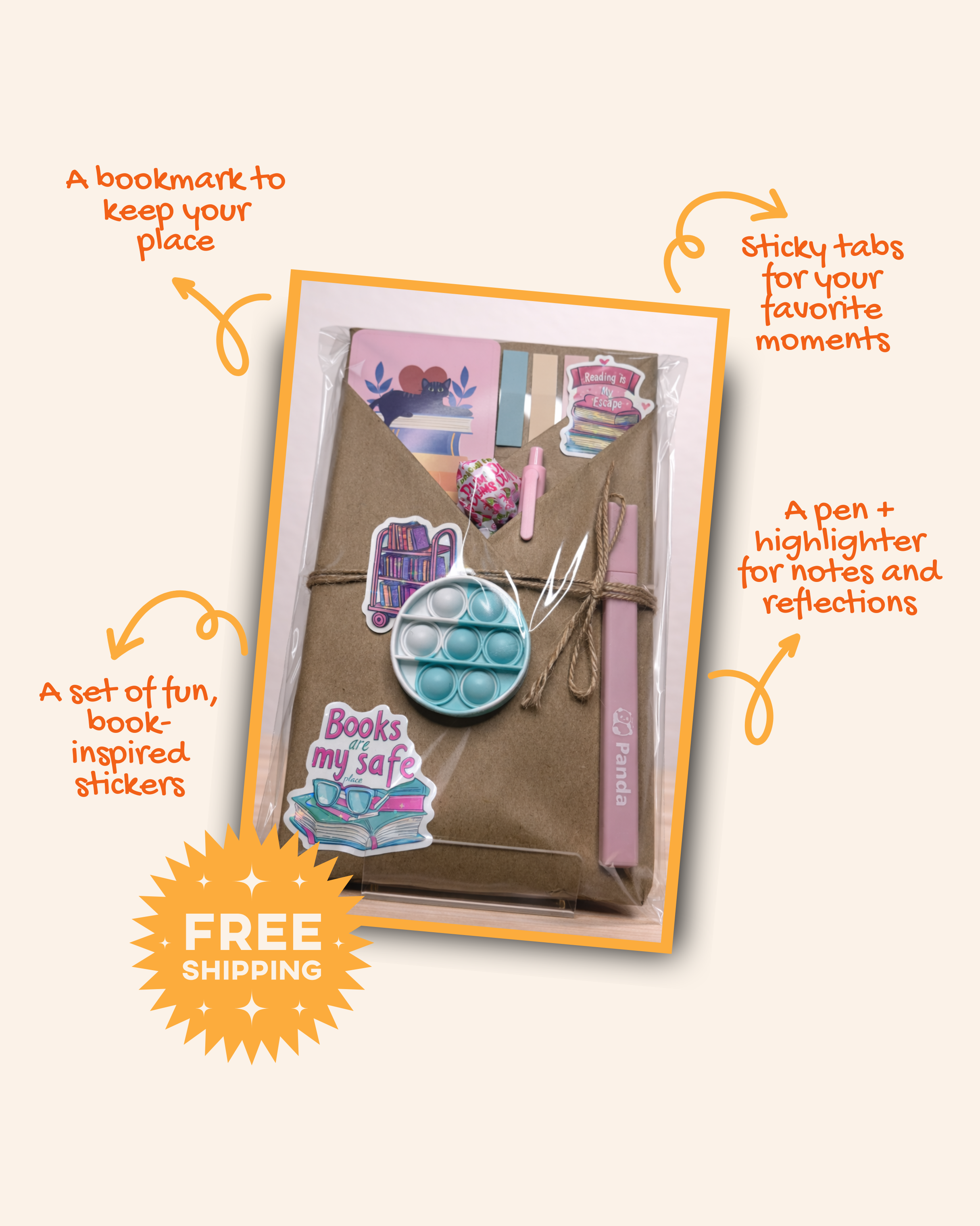 Blind Date with a Book - New Books with Bookmark, Pen, Highlighter, Bookish Stickers, Annotation Tabs, & other goodies - Fun Reading Experience